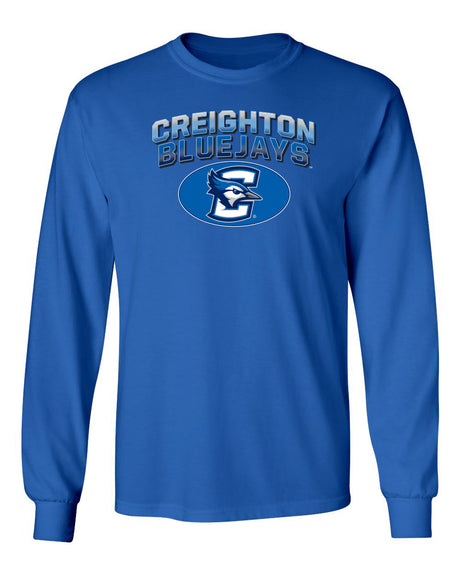 Creighton Bluejays Long Sleeve Tee Shirt - Full Color Fade Primary Logo Oval