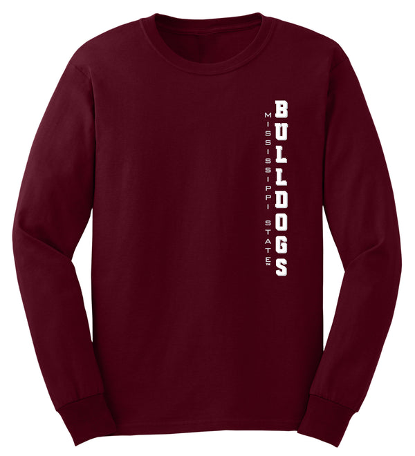 Mississippi State Bulldogs Long Sleeve Tee Shirt - Vertical Mississippi State Bulldogs