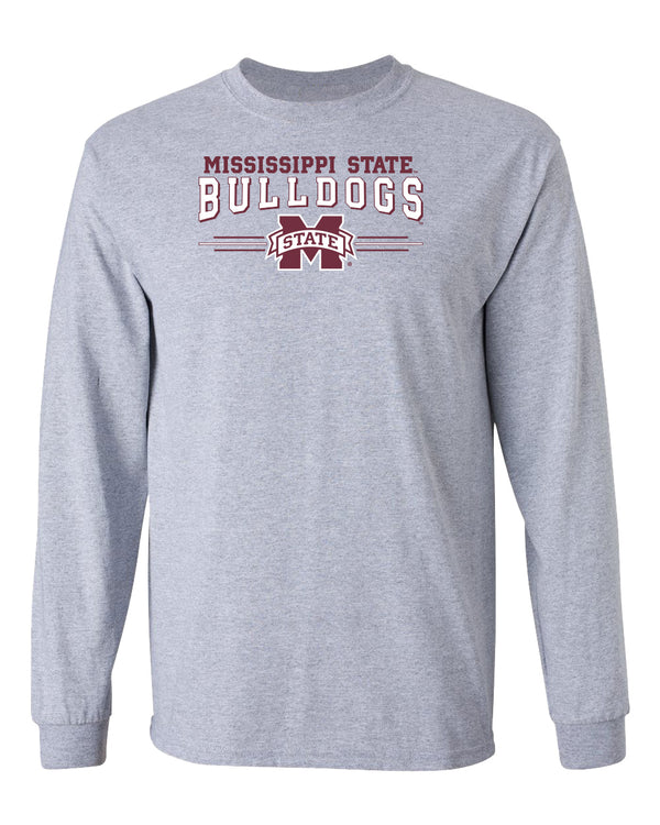 Mississippi State Bulldogs Long Sleeve Tee Shirt - MSU Bulldogs 3-Stripe