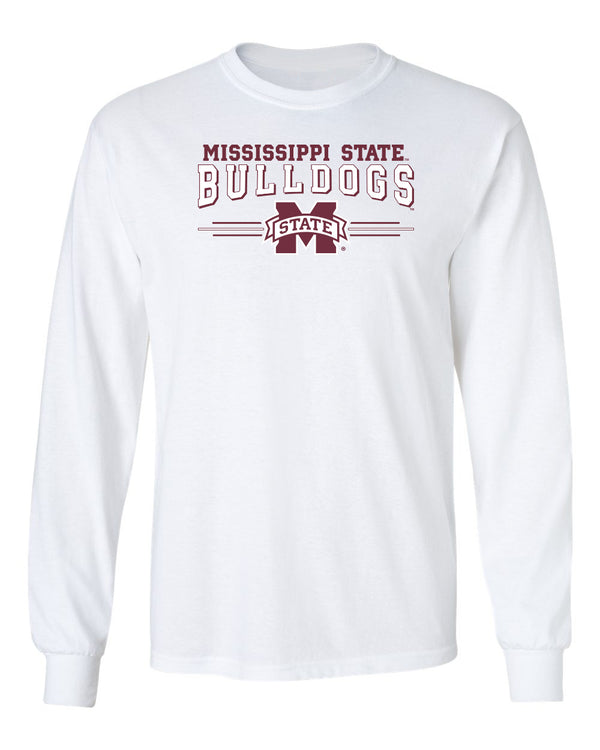 Mississippi State Bulldogs Long Sleeve Tee Shirt - MSU Bulldogs 3-Stripe