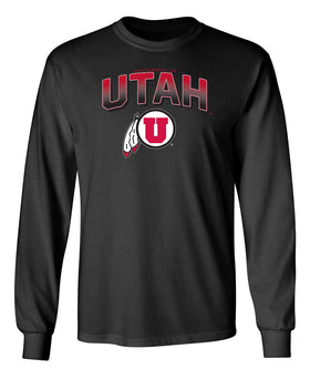 Utah Utes Long Sleeve Tee Shirt - Full Color Fade Utah Utes Logo