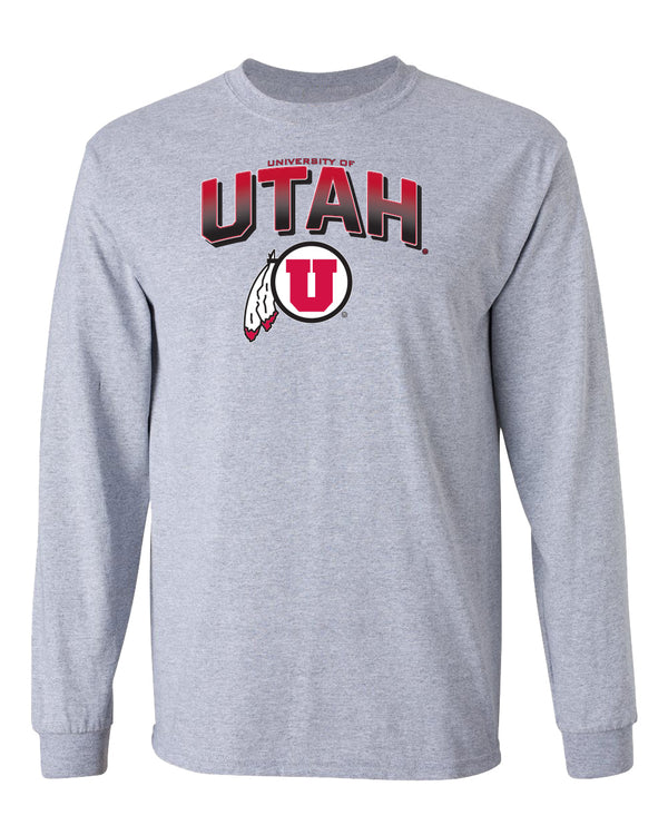 Utah Utes Long Sleeve Tee Shirt - Full Color Fade Utah Utes Logo