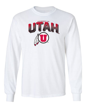 Utah Utes Long Sleeve Tee Shirt - Full Color Fade Utah Utes Logo