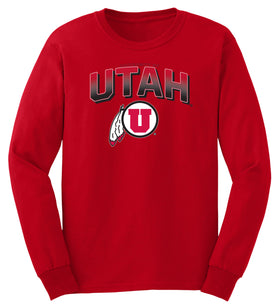 Utah Utes Long Sleeve Tee Shirt - Full Color Fade Utah Utes Logo