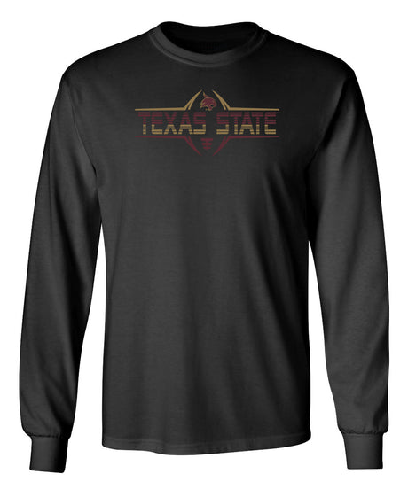 Texas State Bobcats Long Sleeve Tee Shirt - Striped Texas State Football Laces