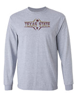 Texas State Bobcats Long Sleeve Tee Shirt - Striped Texas State Football Laces