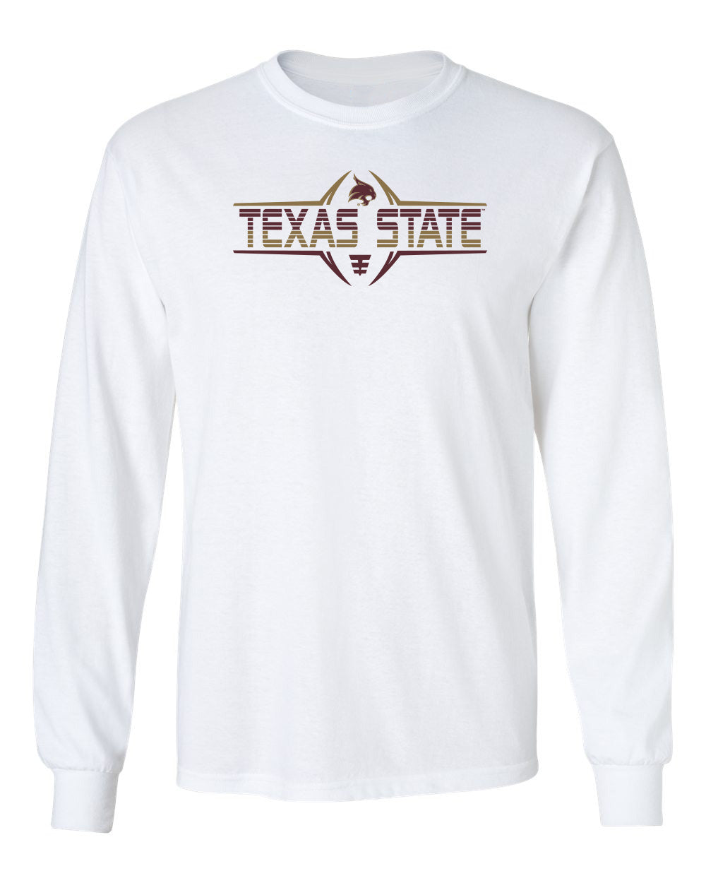Texas State Bobcats Long Sleeve Tee Shirt - Striped Texas State Football Laces