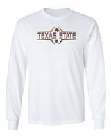 Texas State Bobcats Long Sleeve Tee Shirt - Striped Texas State Football Laces