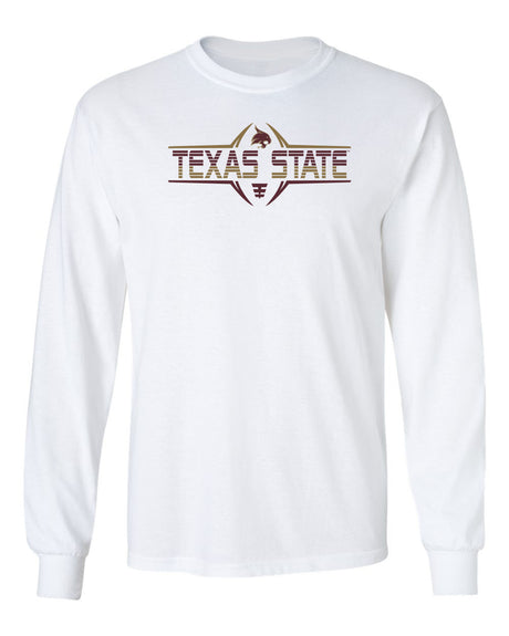 Texas State Bobcats Long Sleeve Tee Shirt - Striped Texas State Football Laces