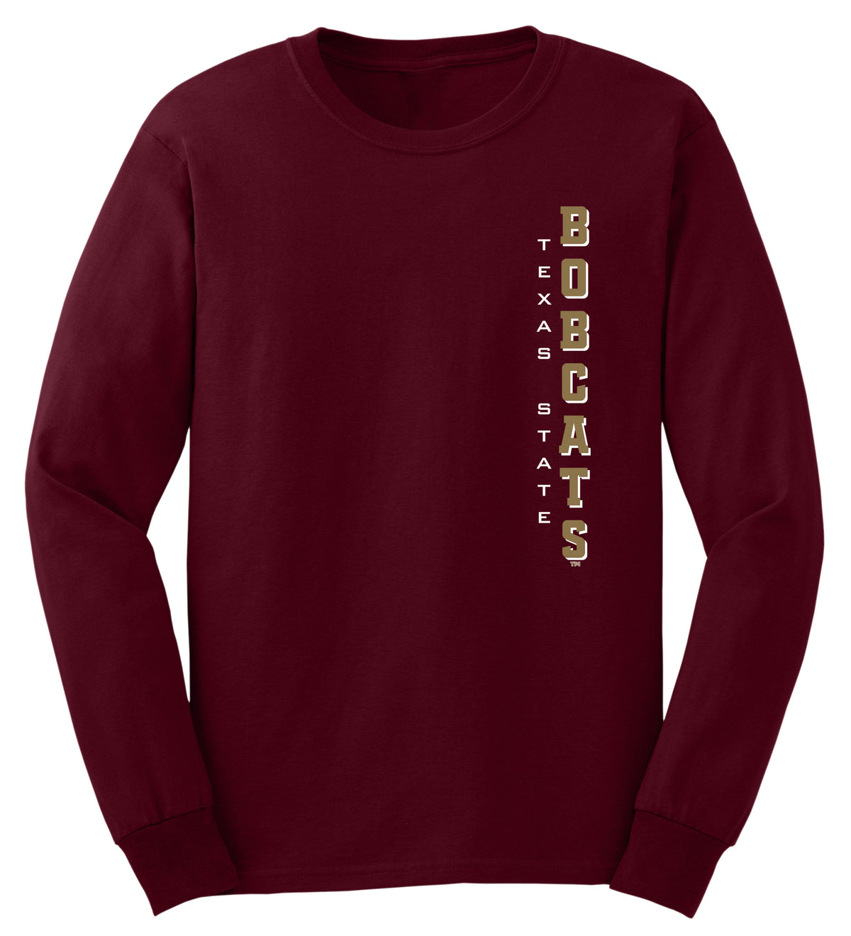 Texas State Bobcats Long Sleeve Tee Shirt - Vertical Texas State Bobcats