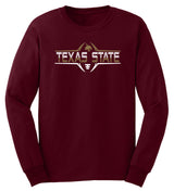Texas State Bobcats Long Sleeve Tee Shirt - Striped Texas State Football Laces