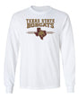 Texas State Bobcats Long Sleeve Tee Shirt - 3 Stripe State Outline Logo
