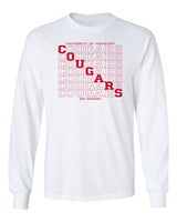 Houston Cougars Long Sleeve Tee Shirt - Diagonal Cougars Echo