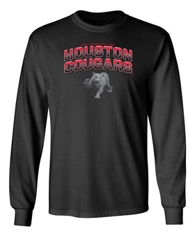 Houston Cougars Long Sleeve Tee Shirt - Full Color Fade with Cougar