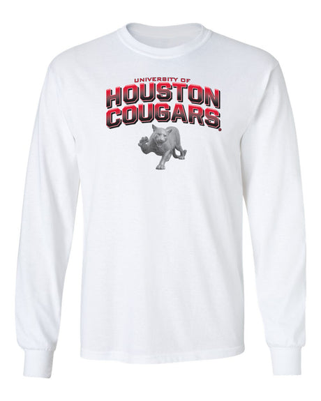 Houston Cougars Long Sleeve Tee Shirt - Full Color Fade with Cougar