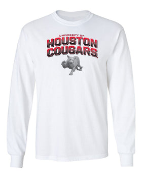 Houston Cougars Long Sleeve Tee Shirt - Full Color Fade with Cougar