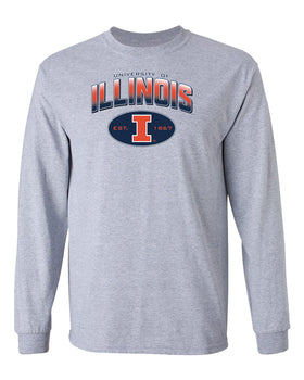 Illinois Fighting Illini Long Sleeve Tee Shirt - Full Color Fade Illinois Arch