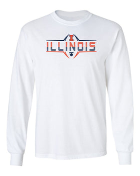 Illinois Fighting Illini Long Sleeve Tee Shirt - Striped Illinois Football Laces