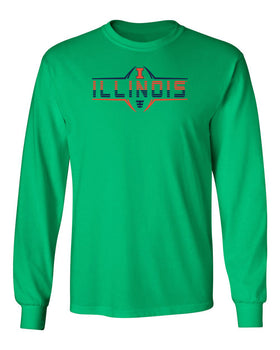 Illinois Fighting Illini Long Sleeve Tee Shirt - Striped Illinois Football Laces