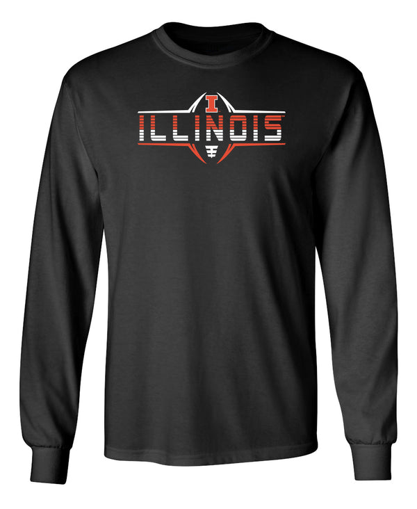 Illinois Fighting Illini Long Sleeve Tee Shirt - Striped Illinois Football Laces