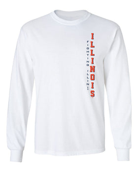 Illinois Fighting Illini Long Sleeve Tee Shirt - Vertical Illinois Fighting Illini