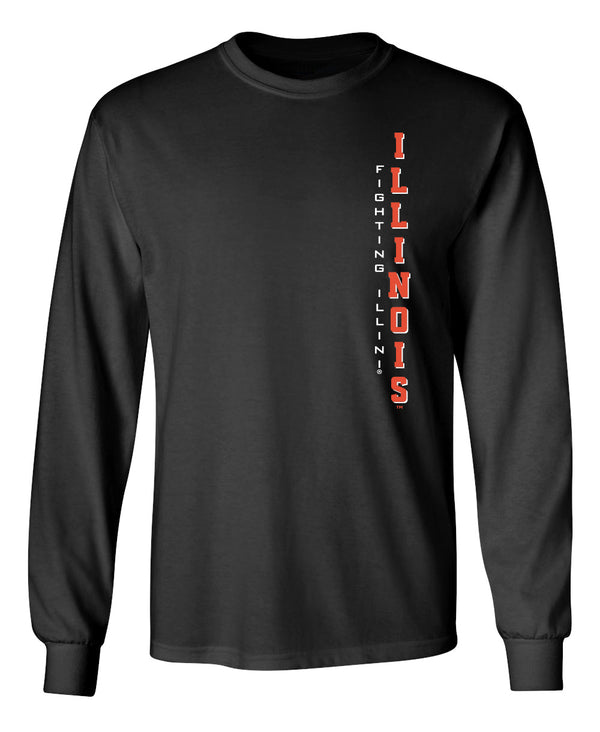 Illinois Fighting Illini Long Sleeve Tee Shirt - Vertical Illinois Fighting Illini