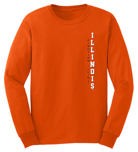 Illinois Fighting Illini Long Sleeve Tee Shirt - Vertical Illinois Fighting Illini