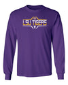 LSU Tigers Long Sleeve Tee Shirt - Striped Tigers Football Laces