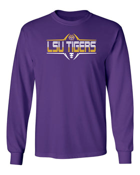 LSU Tigers Long Sleeve Tee Shirt - Striped Tigers Football Laces