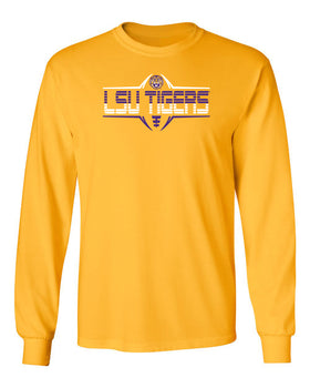 LSU Tigers Long Sleeve Tee Shirt - Striped Tigers Football Laces