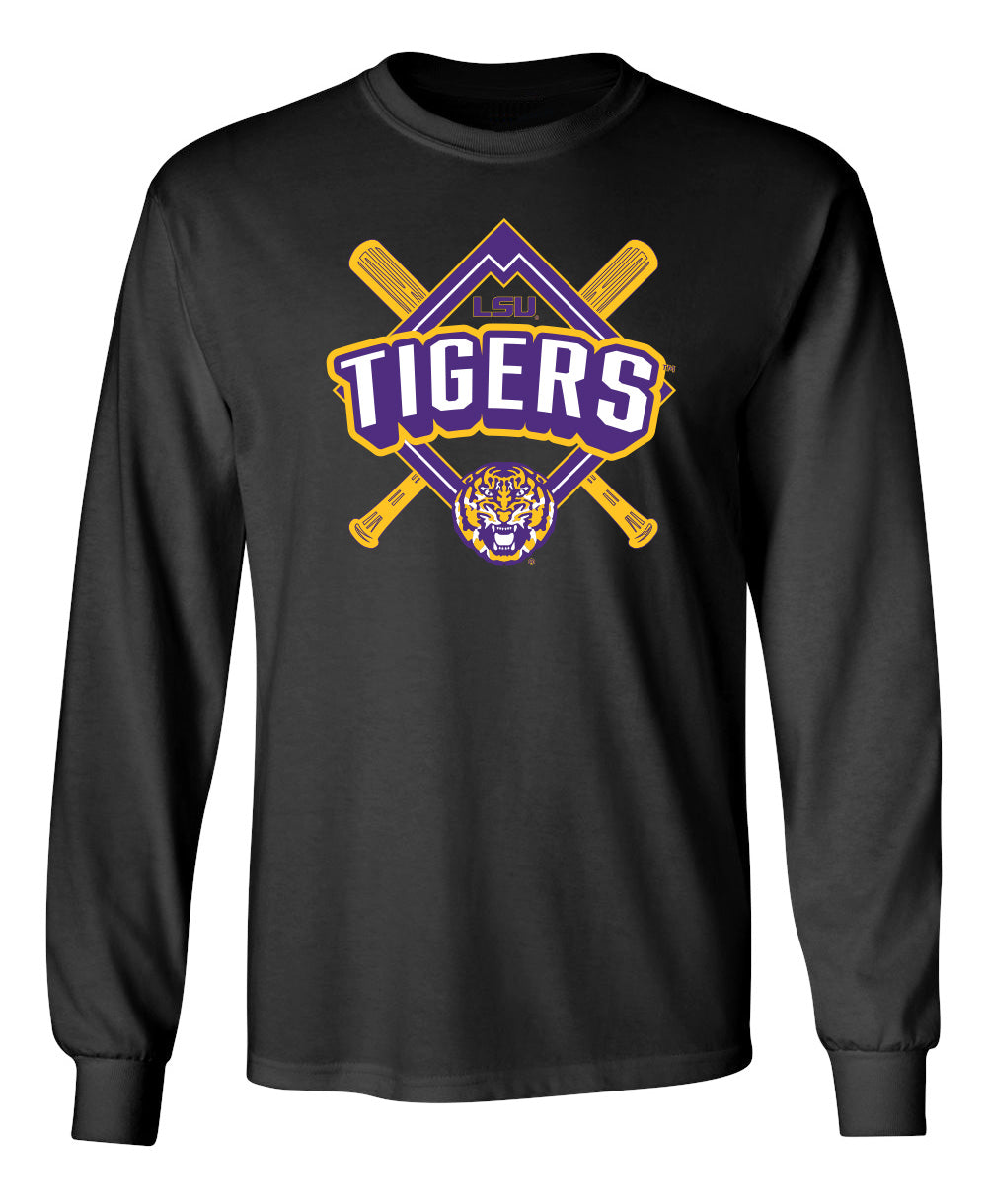 LSU Tigers Long Sleeve Tee Shirt - LSU Baseball Diamond