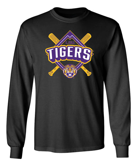 LSU Tigers Long Sleeve Tee Shirt - LSU Baseball Diamond