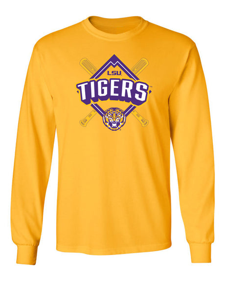 LSU Tigers Long Sleeve Tee Shirt - LSU Baseball Diamond