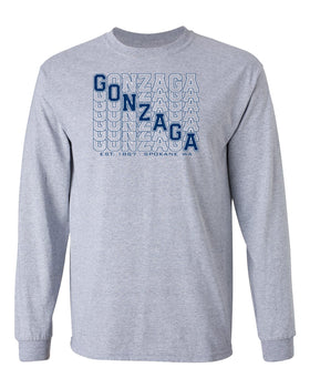 Gonzaga Bulldogs Long Sleeve Tee Shirt - Diagonal Echo Gonzaga