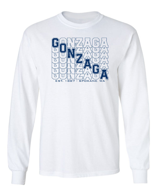 Gonzaga Bulldogs Long Sleeve Tee Shirt - Diagonal Echo Gonzaga