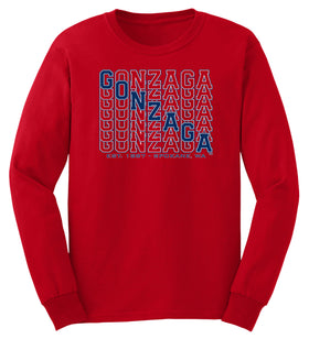 Gonzaga Bulldogs Long Sleeve Tee Shirt - Diagonal Echo Gonzaga