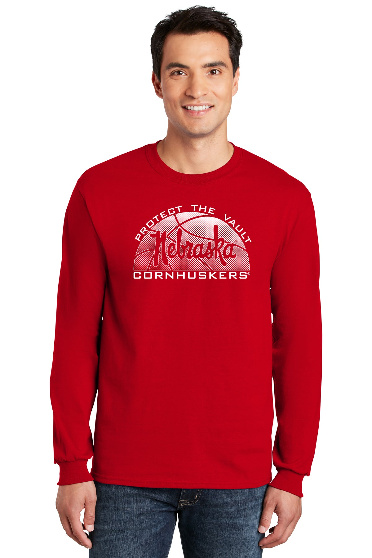 Nebraska Huskers Long Sleeve Tee Shirt - Script Nebraska Basketball