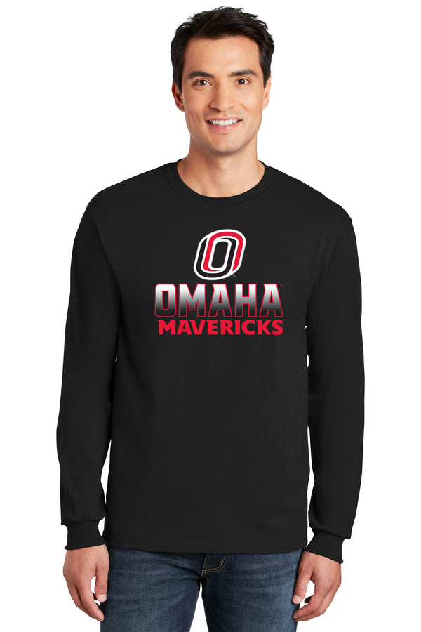 Omaha Mavericks Long Sleeve Tee Shirt - Full Color Fade Omaha