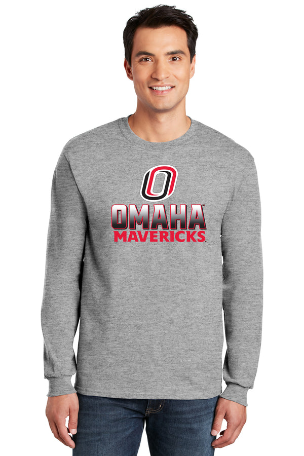 Omaha Mavericks Long Sleeve Tee Shirt - Full Color Fade Omaha