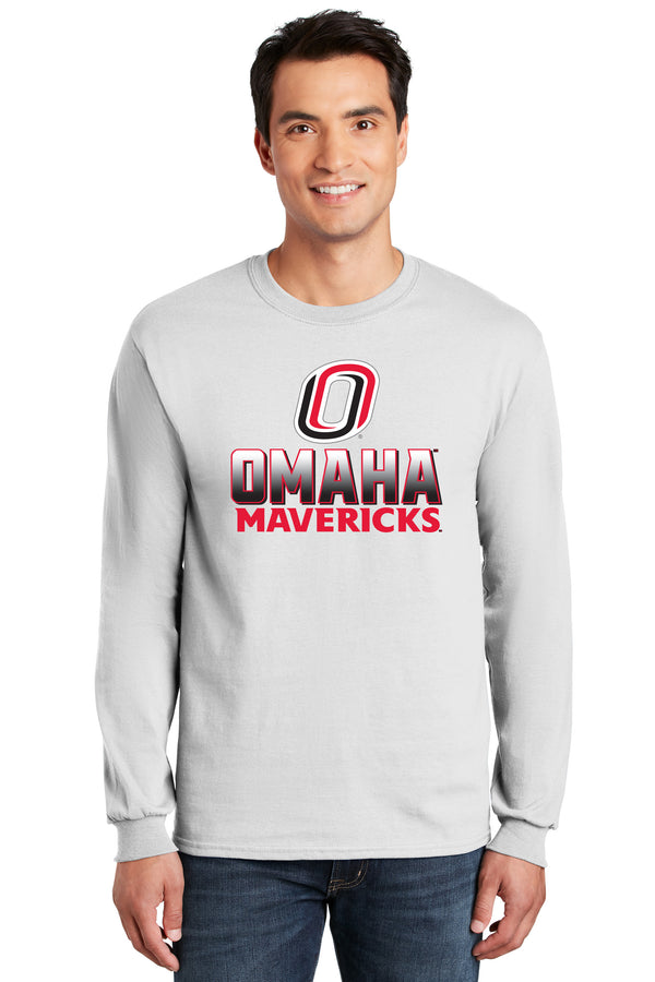 Omaha Mavericks Long Sleeve Tee Shirt - Full Color Fade Omaha