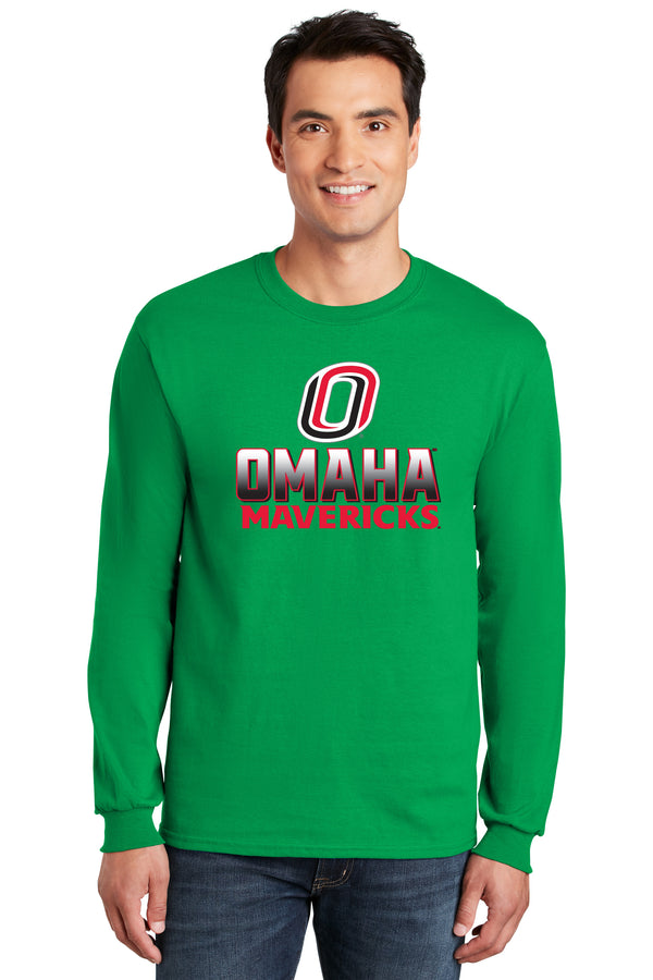 Omaha Mavericks Long Sleeve Tee Shirt - Full Color Fade Omaha