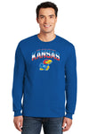 Kansas Jayhawks Long Sleeve Tee Shirt - Full Color Fade Kansas Logo