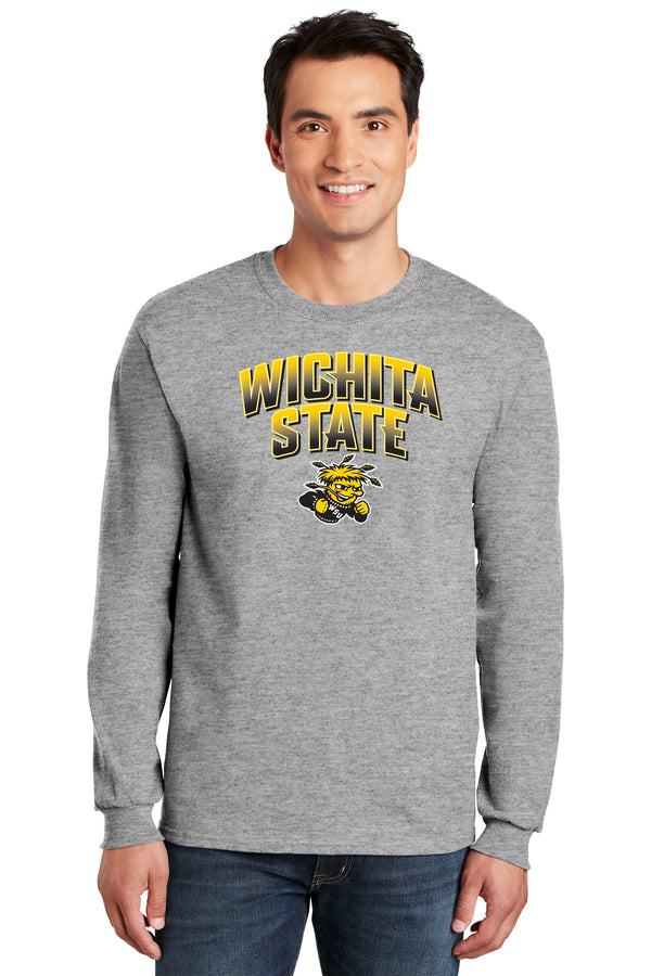 Wichita State Shockers Long Sleeve Tee Shirt - Wichita State Full Color Fade