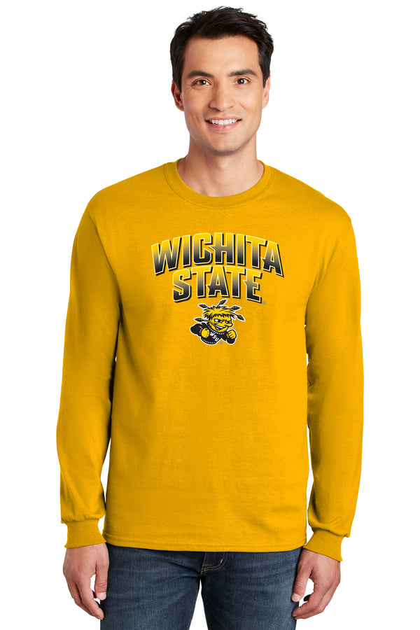 Wichita State Shockers Long Sleeve Tee Shirt - Wichita State Full Color Fade