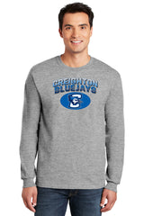 Creighton Bluejays Long Sleeve Tee Shirt - Full Color Fade Primary Logo Oval