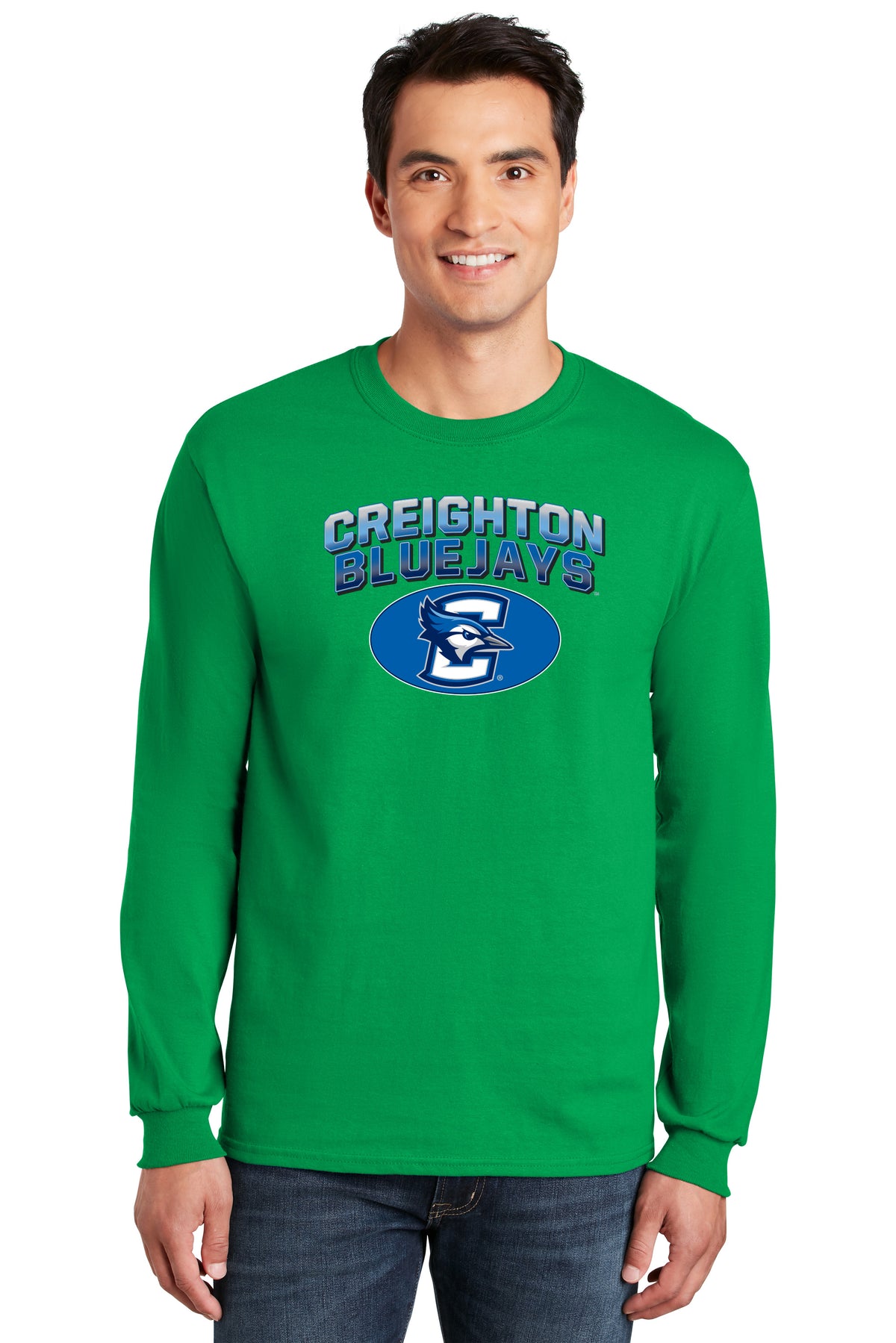 Creighton Bluejays Long Sleeve Tee Shirt - Full Color Fade Primary Logo Oval