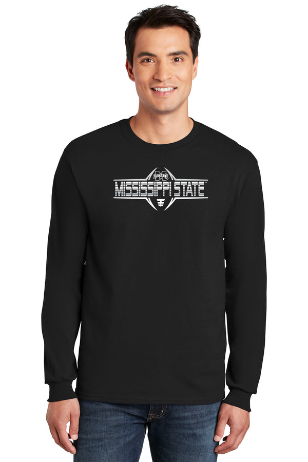 Mississippi State Bulldogs Long Sleeve Tee Shirt - Bulldogs Football Striped Laces