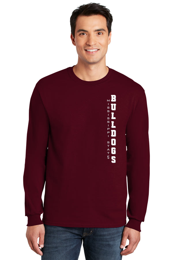 Mississippi State Bulldogs Long Sleeve Tee Shirt - Vertical Mississippi State Bulldogs