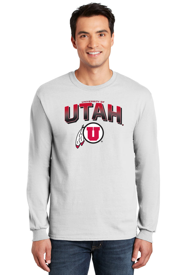 Utah Utes Long Sleeve Tee Shirt - Full Color Fade Utah Utes Logo