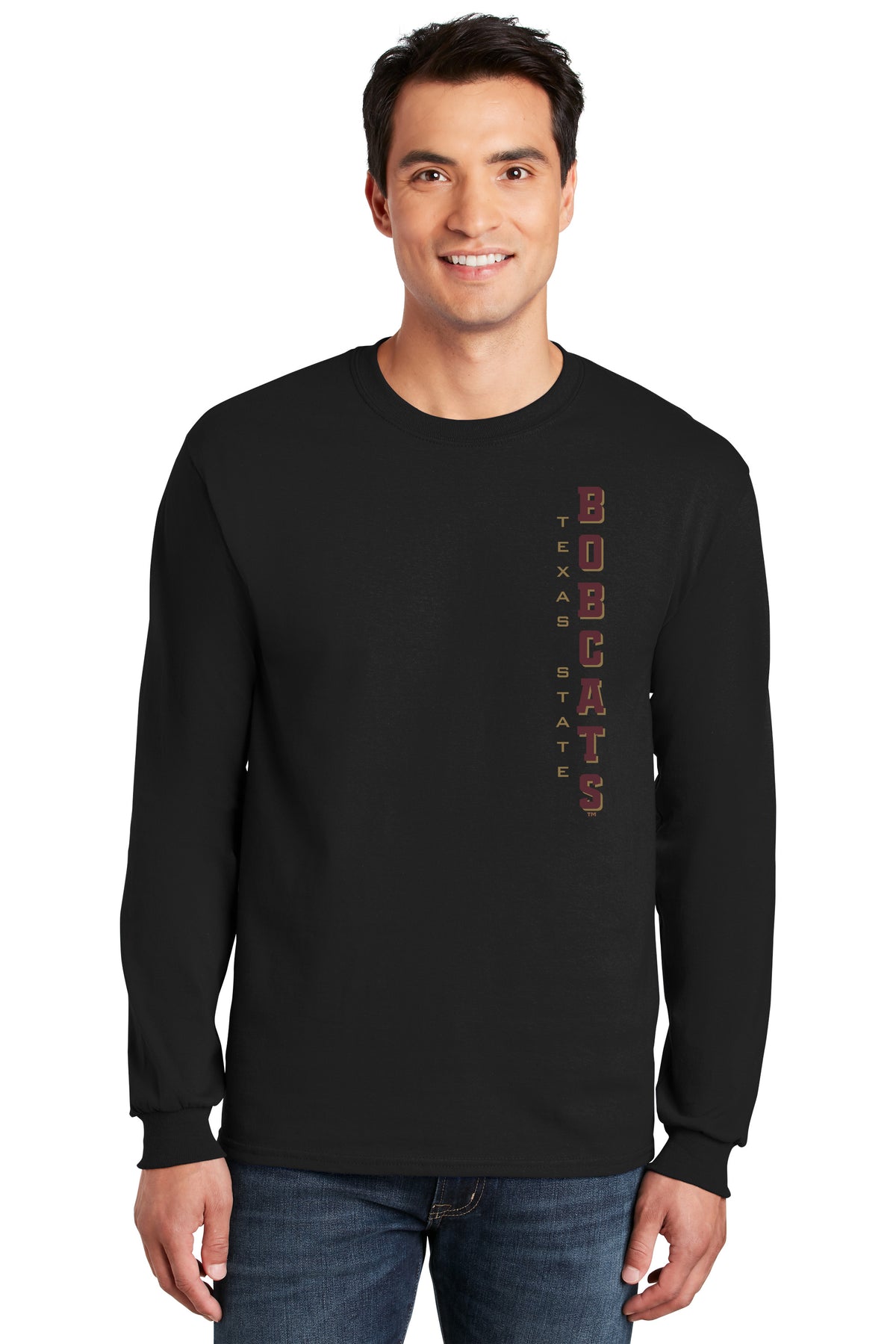 Texas State Bobcats Long Sleeve Tee Shirt - Vertical Texas State Bobcats